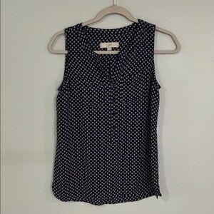 LOFT Navy Patterned Sleeveless Blouse